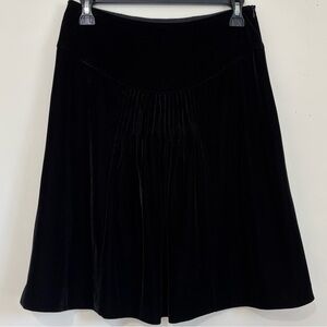 Vintage Audrey black velvet pleated front Stretch A-line Skirt Size M